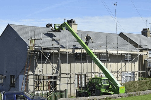 Roofs being worked on.